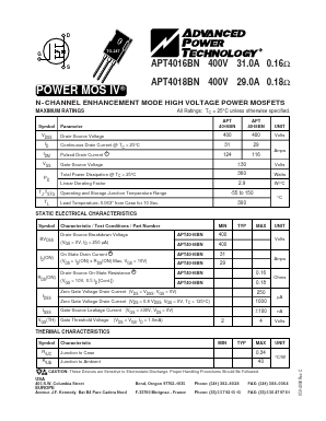 APT4018BN Datasheet PDF Advanced Power Technology 