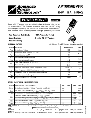 APT8056BVFR Datasheet PDF Advanced Power Technology 