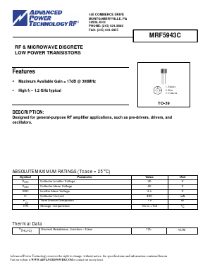 MRF5943C Datasheet PDF Advanced Power Technology 
