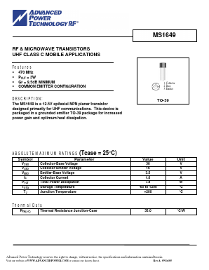 MS1649 Datasheet PDF Advanced Power Technology 