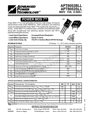 APT8052BLL Datasheet PDF Advanced Power Technology 