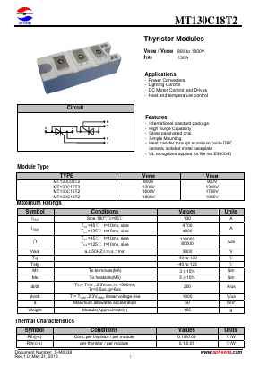 MT130C12T2 Datasheet PDF Jiangsu APT Semiconductor Co.,Ltd.