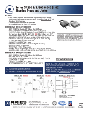 SJ200-TL Datasheet PDF Aries Electronics, Inc.
