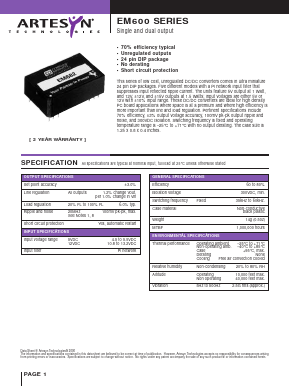 EM633 Datasheet PDF Artesyn Technologies