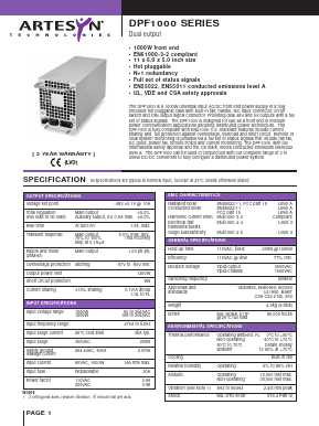 DPF1000-9617PE Datasheet PDF Artesyn Technologies