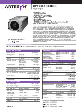 DPF1500-4617 Datasheet PDF Artesyn Technologies