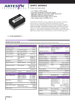SHP5-48S12 Datasheet PDF Artesyn Technologies