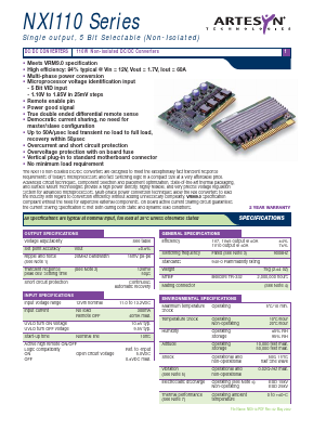 NXI110 Datasheet PDF Artesyn Technologies