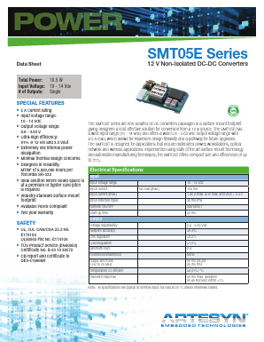 SMT05E-12W3V3J Datasheet PDF Artesyn Technologies