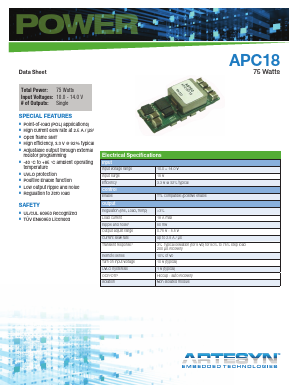 APC18 Datasheet PDF Artesyn Technologies