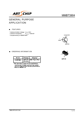 MMBT3904 Datasheet PDF ARTSCHIP ELECTRONICS CO.,LMITED.