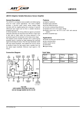 LM1815 Datasheet PDF ARTSCHIP ELECTRONICS CO.,LMITED.