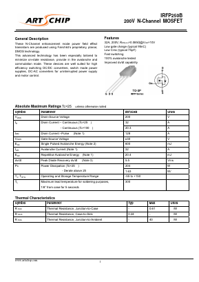 IRFP250B Datasheet PDF ARTSCHIP ELECTRONICS CO.,LMITED.