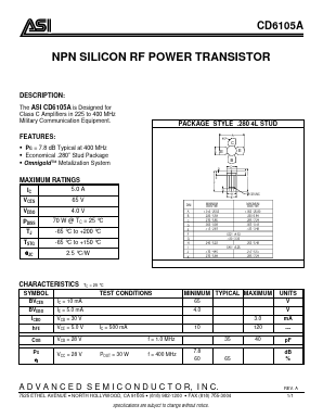 CD6105A Datasheet PDF Advanced Semiconductor