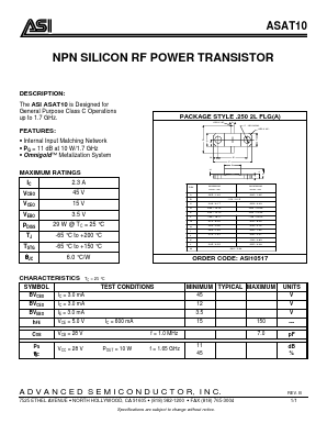 ASAT10 Datasheet PDF Advanced Semiconductor