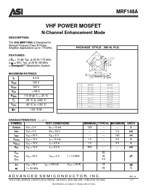 MRF148A Datasheet PDF Advanced Semiconductor