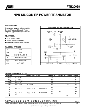 PTB20038 Datasheet PDF Advanced Semiconductor