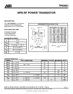 TP62601 Datasheet PDF Advanced Semiconductor