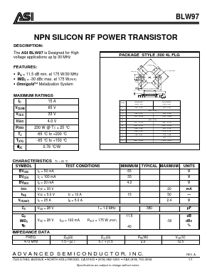 BLW97 Datasheet PDF Advanced Semiconductor