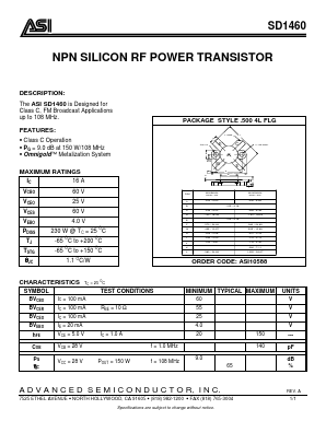 SD1460 Datasheet PDF Advanced Semiconductor