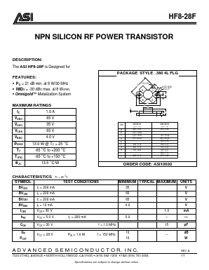 HF8-28F Datasheet PDF Advanced Semiconductor