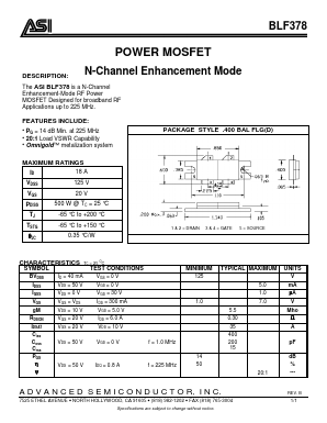 BLF378 Datasheet PDF Advanced Semiconductor