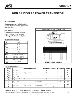 UHBS15-1 Datasheet PDF Advanced Semiconductor