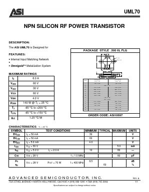 ASI10697 Datasheet PDF Advanced Semiconductor