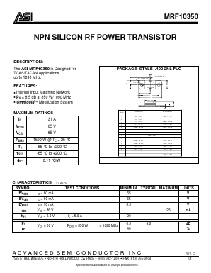 MRF10350 Datasheet PDF Advanced Semiconductor