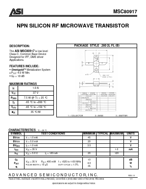 MSC80917 Datasheet PDF Advanced Semiconductor