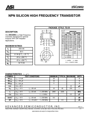 C2952 Datasheet PDF Advanced Semiconductor