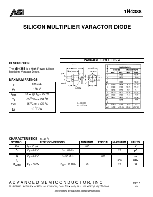 1N4388 Datasheet PDF Advanced Semiconductor