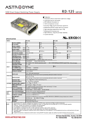 RD-125A Datasheet PDF Astrodyne Corporation