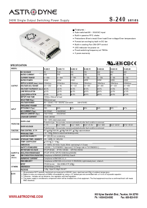 S-240-24 Datasheet PDF Astrodyne Corporation