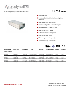 SP750-12 Datasheet PDF Astrodyne Corporation