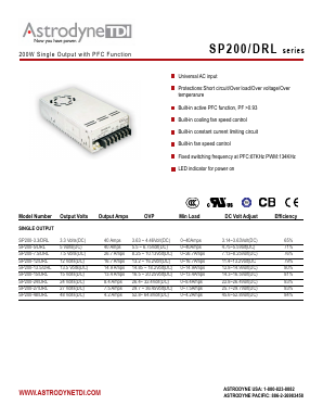 SP200-15DRL Datasheet PDF Astrodyne Corporation