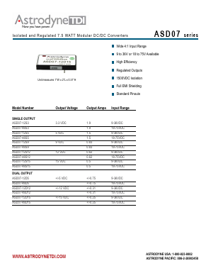 ASD07-12D12 Datasheet PDF Astrodyne Corporation