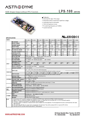 LPS-100-27 Datasheet PDF Astrodyne Corporation