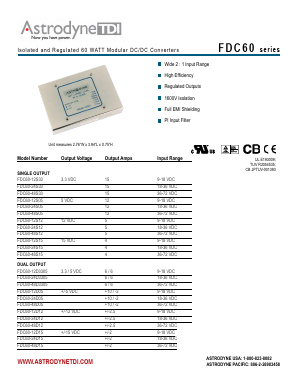 FDC60-24D05 Datasheet PDF Astrodyne Corporation