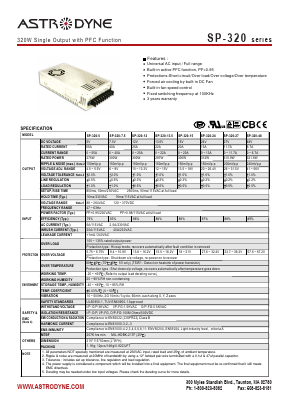 SP320 Datasheet PDF Astrodyne Corporation