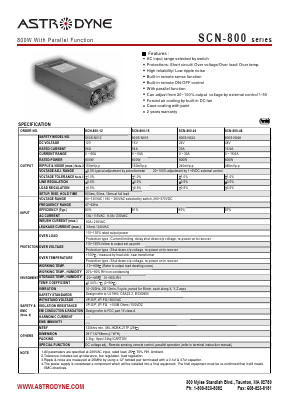 800S-N024 Datasheet PDF Astrodyne Corporation
