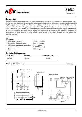 S4580 Datasheet PDF AUK -> KODENSHI CORP