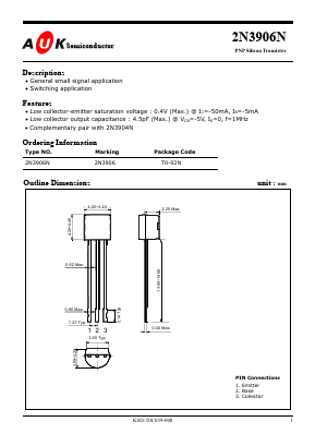 2N3906N Datasheet PDF AUK -> KODENSHI CORP