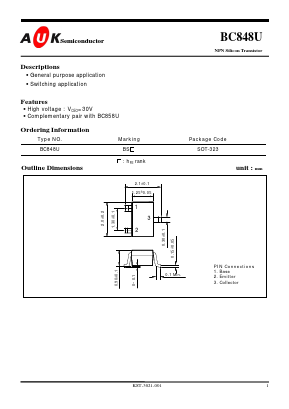 BC848U Datasheet PDF AUK -> KODENSHI CORP