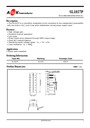 SL1027 Datasheet PDF AUK -> KODENSHI CORP