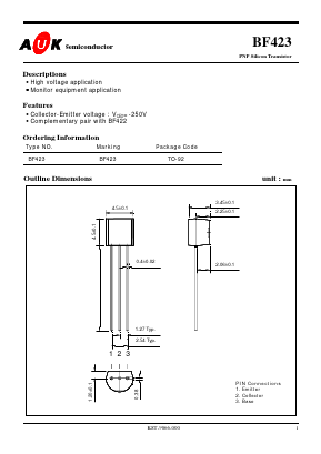 BF423 Datasheet PDF AUK -> KODENSHI CORP