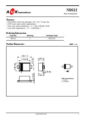 ND112 Datasheet PDF AUK -> KODENSHI CORP