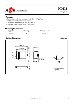 ND111 Datasheet PDF AUK -> KODENSHI CORP