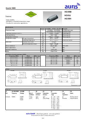 HC49M Datasheet PDF auris-GmbH