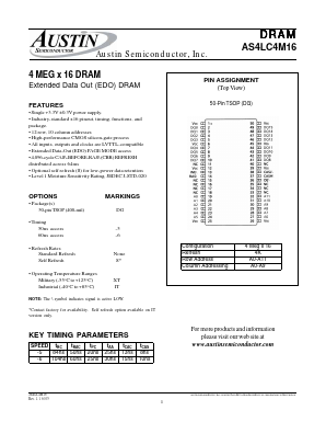 AS4LC4M16DG-5/XT Datasheet PDF Austin Semiconductor